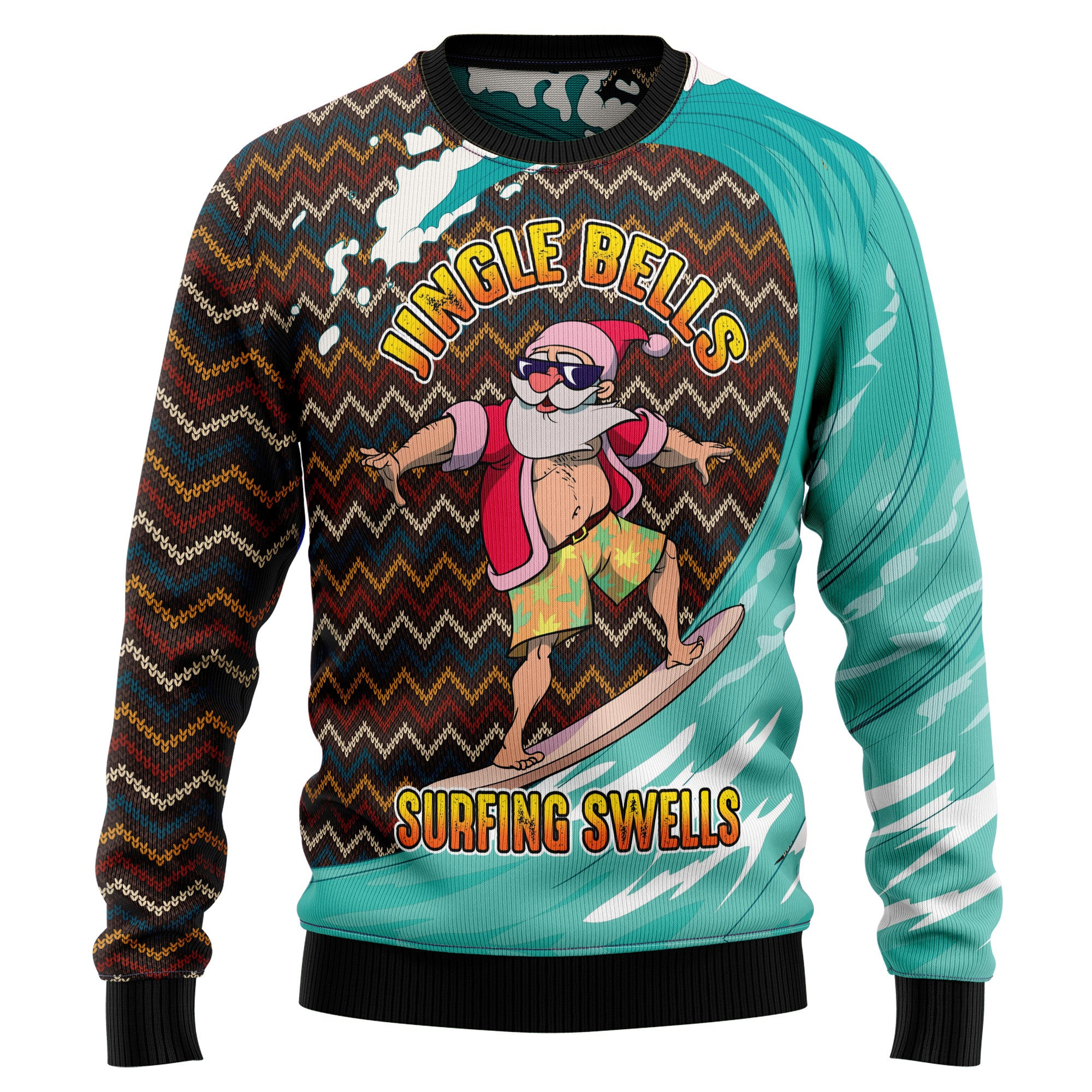 Jingle Bells Surfing Swells Ugly Christmas Sweater