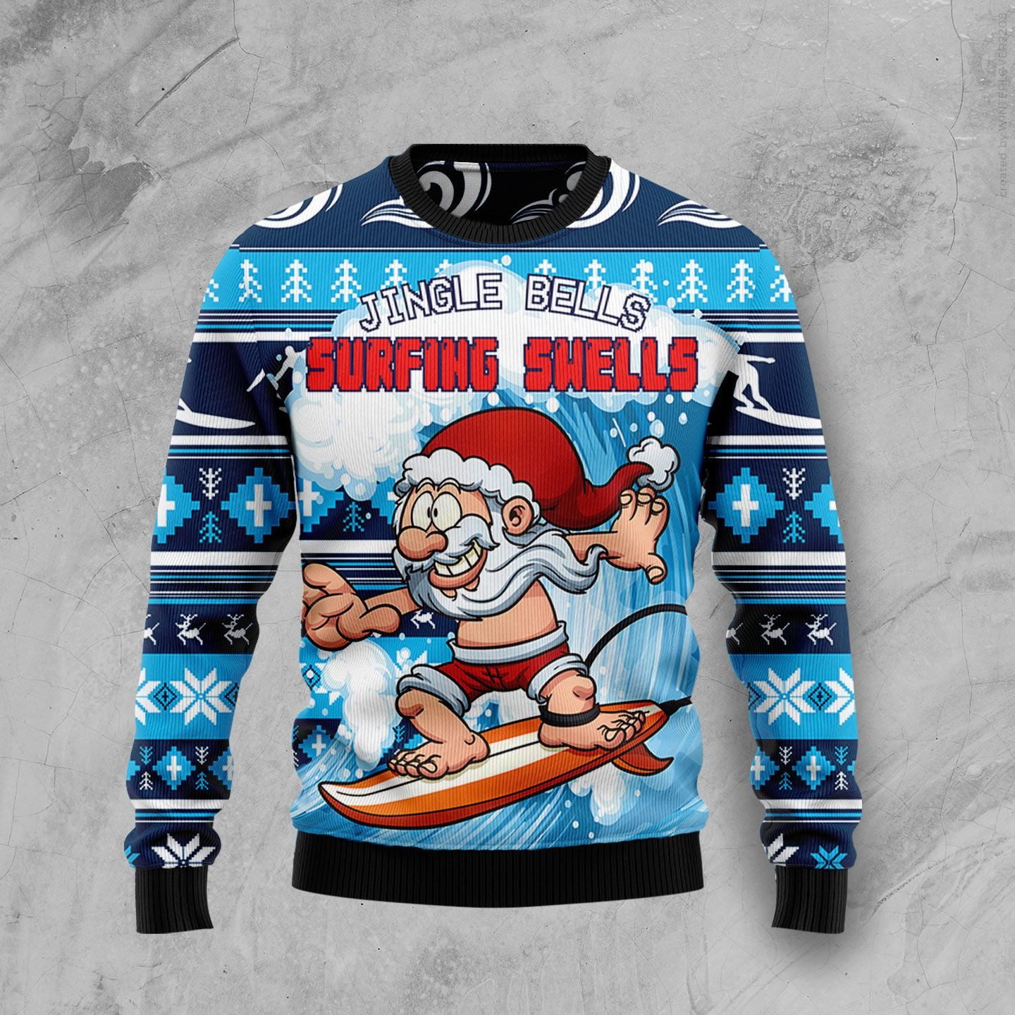 Jingle Bells Surfing Ugly Christmas Sweater Ugly Sweater For Men Women