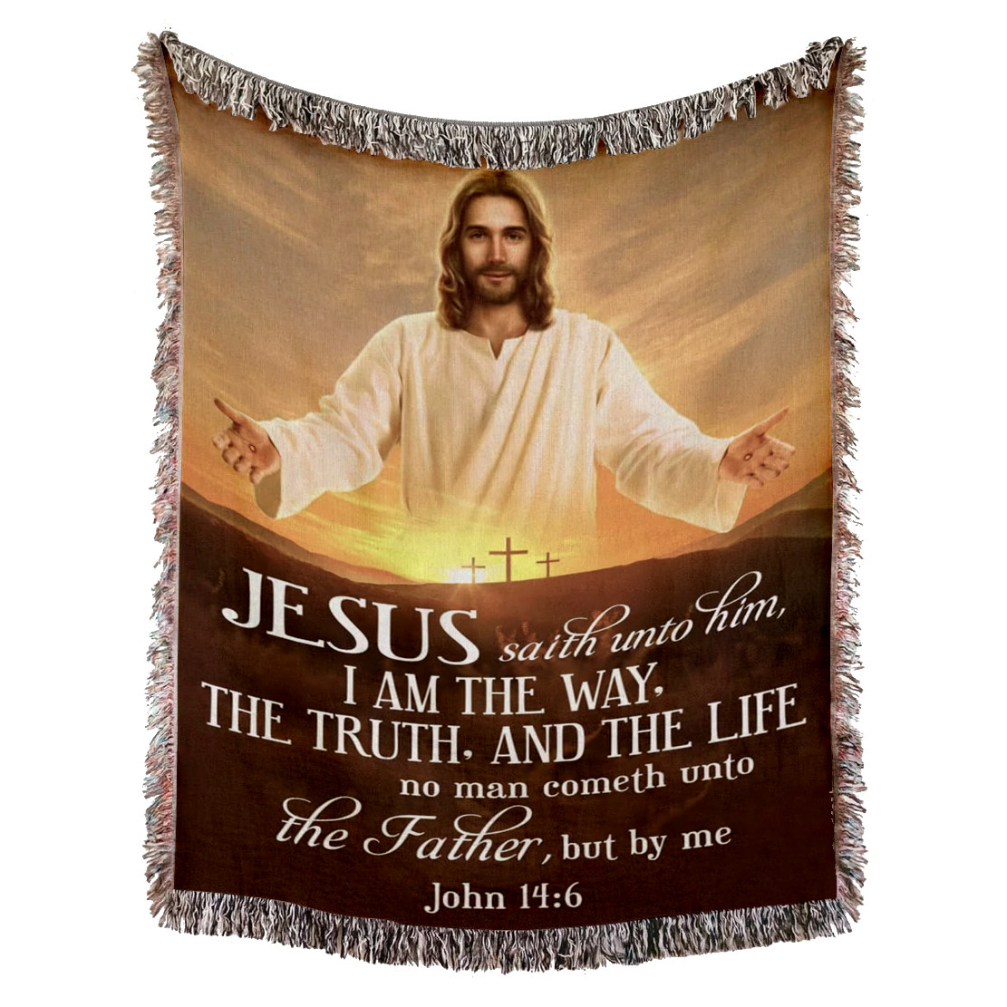 John 14:6 Bible Verse Woven Blanket - I Am The Way Christian Woven Throw Blanket - John 14:6 Bible Verse Tapestry Decor Christian Blanket