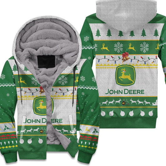 John Deere Ugly Christmas 3D Printed 3D Fleece Hoodie