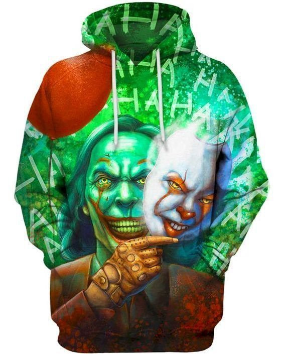 Joker Pennywise Horror Halloween Pullover And Zippered Hoodies Custom 3D Graphic Printed 3D Hoodie All Over Print Hoodie For Men For Women