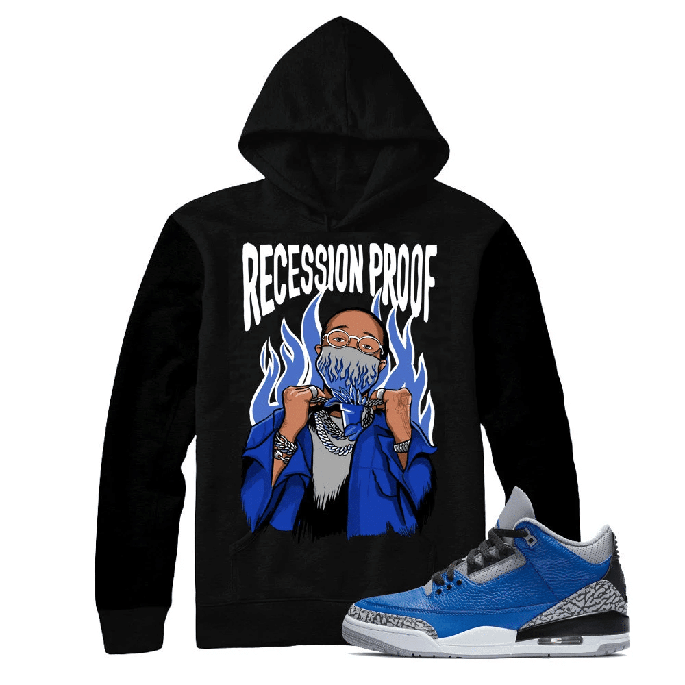 Jordan 3 Blue Cement Quavo Sneaker Black Hoodie | Blue Cement Retro 3s Hoodies Outfit