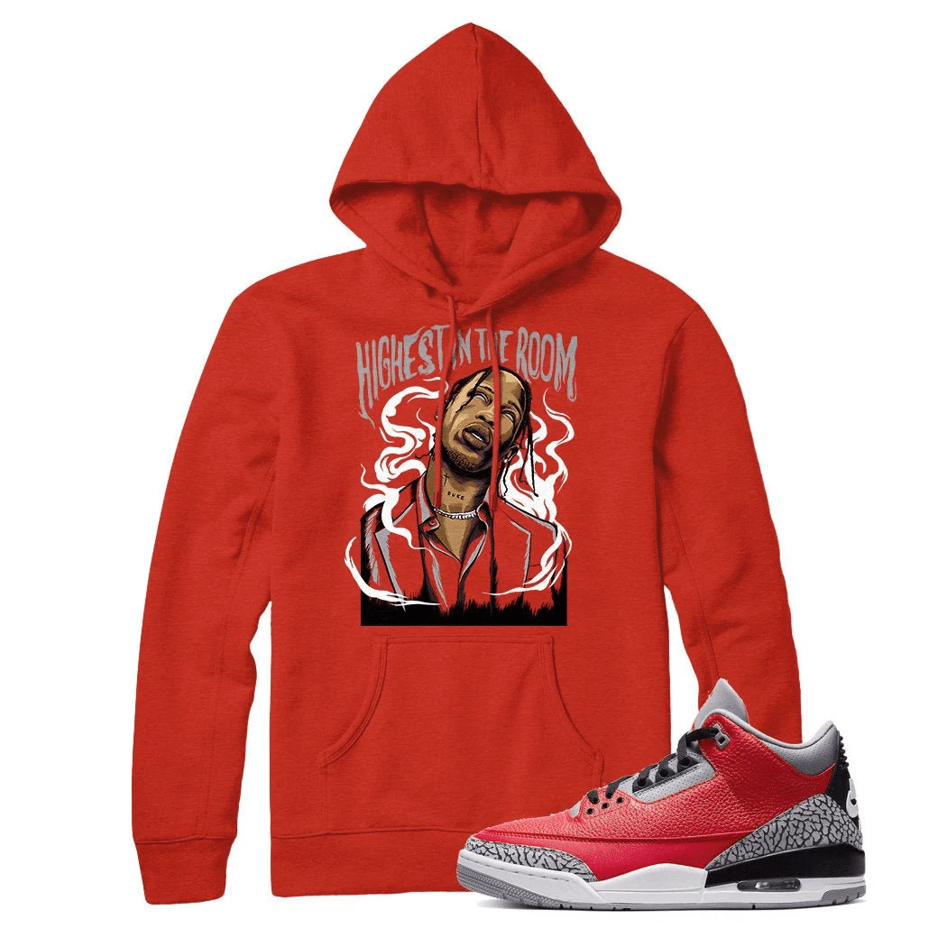 Jordan 3 Red Cement Highest Match Hoodie | Red Cement 3 Retro 3s Hoodies Outfit
