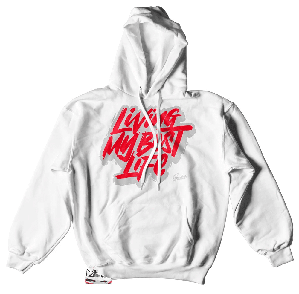 Jordan 4 Bright Crimson Livin Life Hoodie Outfit