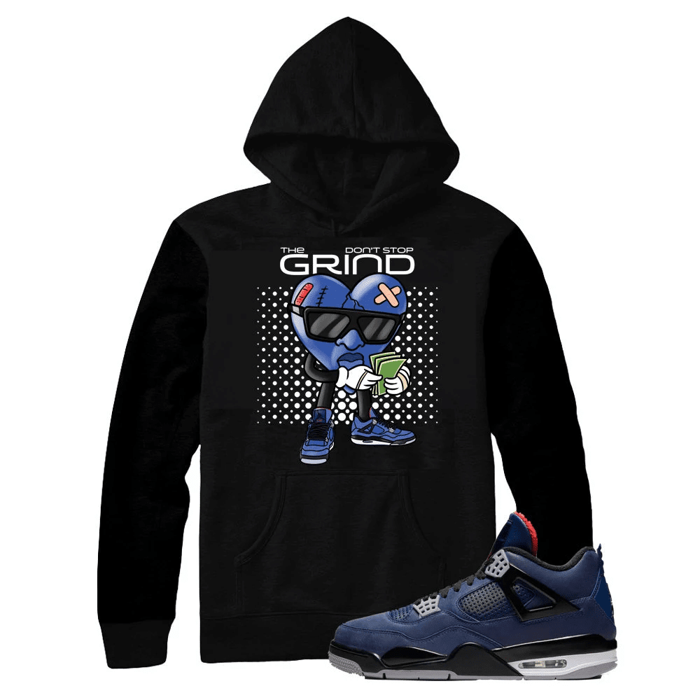 Jordan 4 Winter Loyal Blue Grind Heart Sneaker Hoodie | Wntr 4 Hoodies | Retro 4 Clothing Outfit