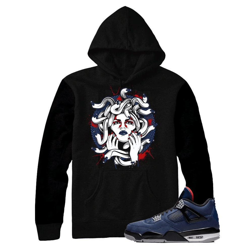 Jordan 4 Winter Loyal Blue Medusa Sneaker Hoodie | Wntr 4 Hoodies | Retro 4 Clothing Outfit