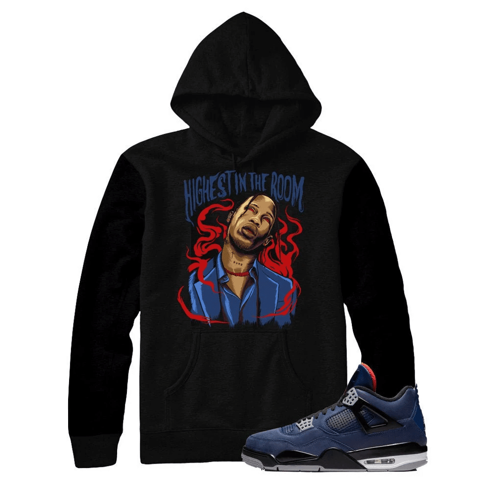 Jordan 4 Winter Loyal Blue Travis Highest Match Hoodie | Wntr 4 Hoodies | Retro 4 Clothing Outfit