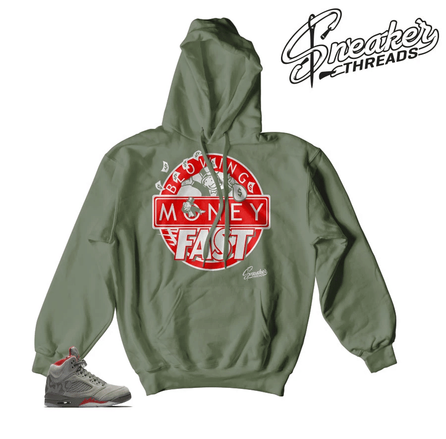 Jordan 5 Camo Blowing Money Fast Hoodie Outfit