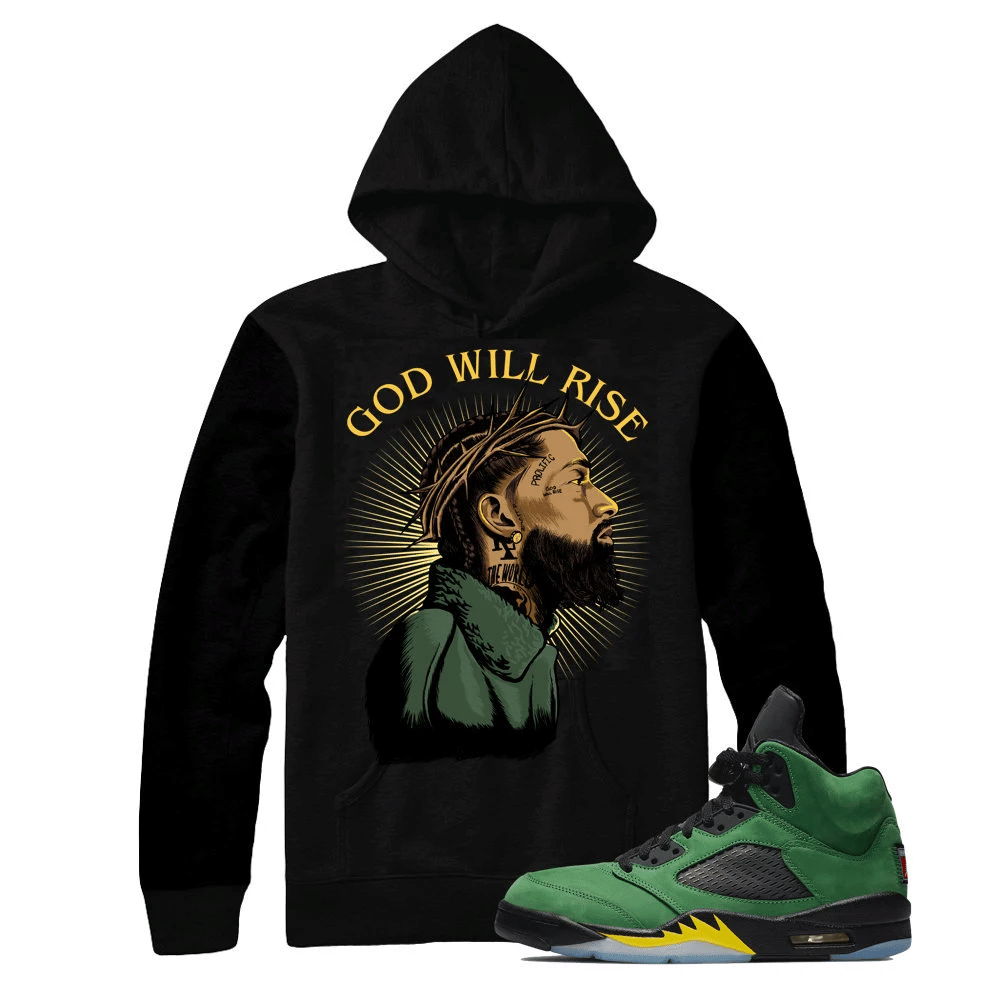 Jordan 5 Oregon Green Apple Nipsey Hussle Sneaker Hoodie | Oregon Green Apple Retro 5s Hoodies Outfit