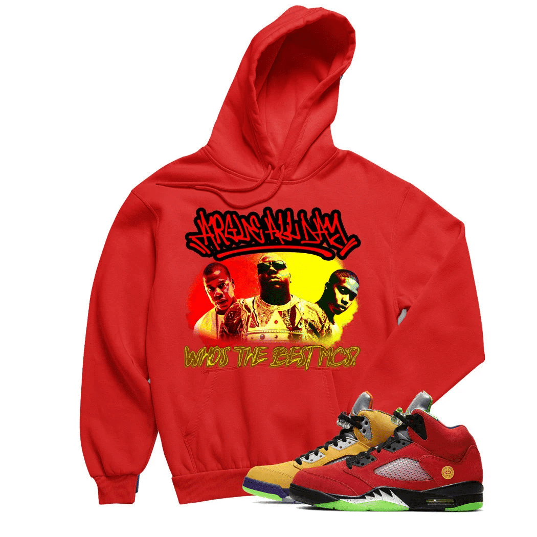 Jordan 5 What The Argue All Day Red Sneaker Hoodie | What The Retro 5s Hoodies Outfit