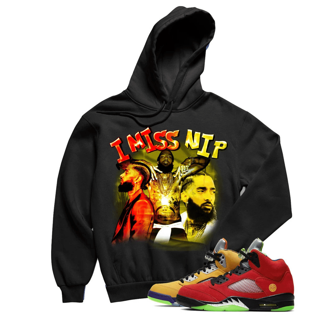 Jordan 5 What The I Miss Nip Black Sneaker Hoodie | What The Retro 5s Hoodies Outfit