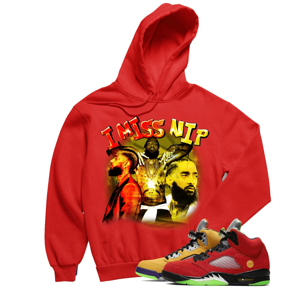 Jordan 5 What The I Miss Nip Red Sneaker Hoodie | What The Retro 5s Hoodies Outfit