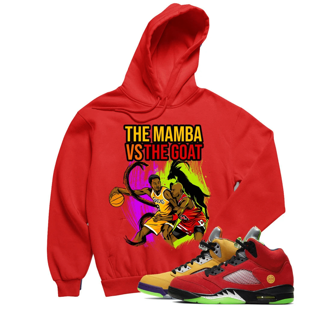 Jordan 5 What The Mamba Red Sneaker Hoodie | What The Retro 5s Hoodies Outfit