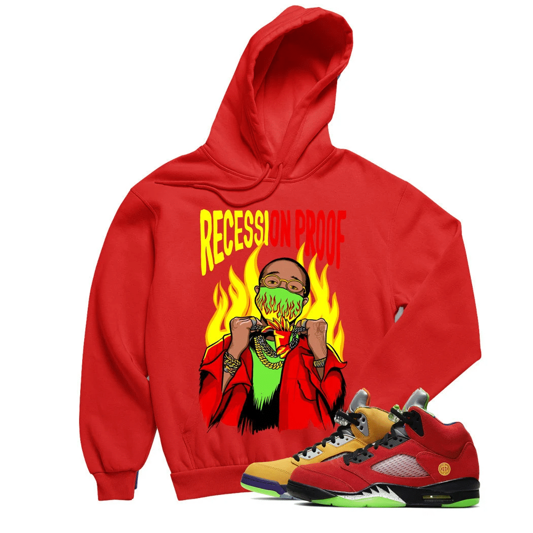 Jordan 5 What The Quavo Red Sneaker Hoodie | What The Retro 5s Hoodies Outfit