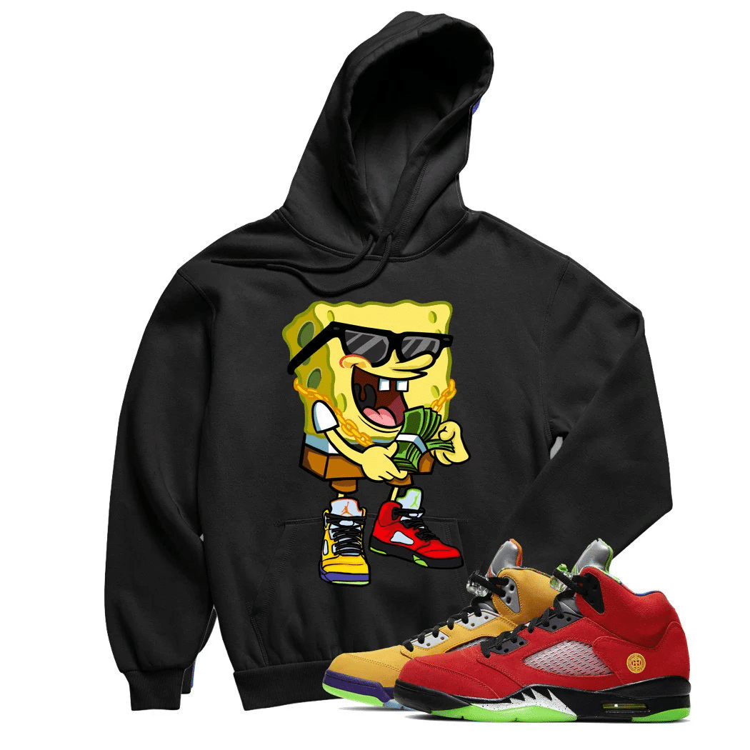 Jordan 5 What The Sponge Black Sneaker Hoodie | What The Retro 5s Hoodies Outfit