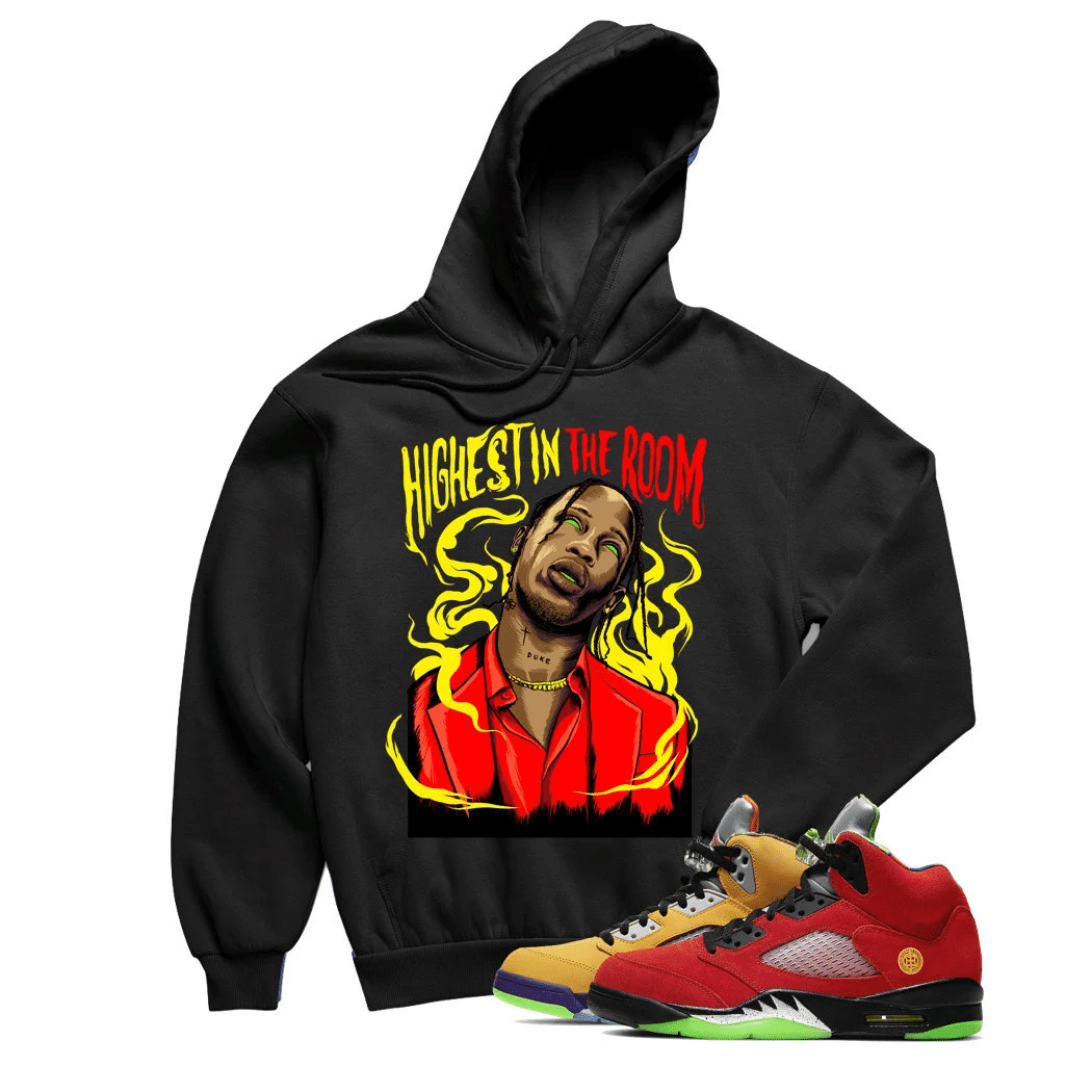 Jordan 5 What The Travis Highest Black Sneaker Hoodie | What The Retro 5s Hoodies Outfit