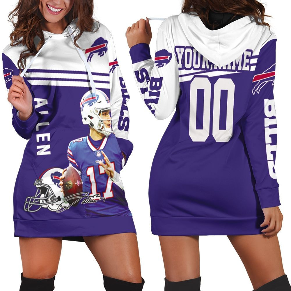 Josh Allen 17 Buffalo Bills Legend Signature 3d Hoodie Dress Sweater Dress Sweatshirt Dress