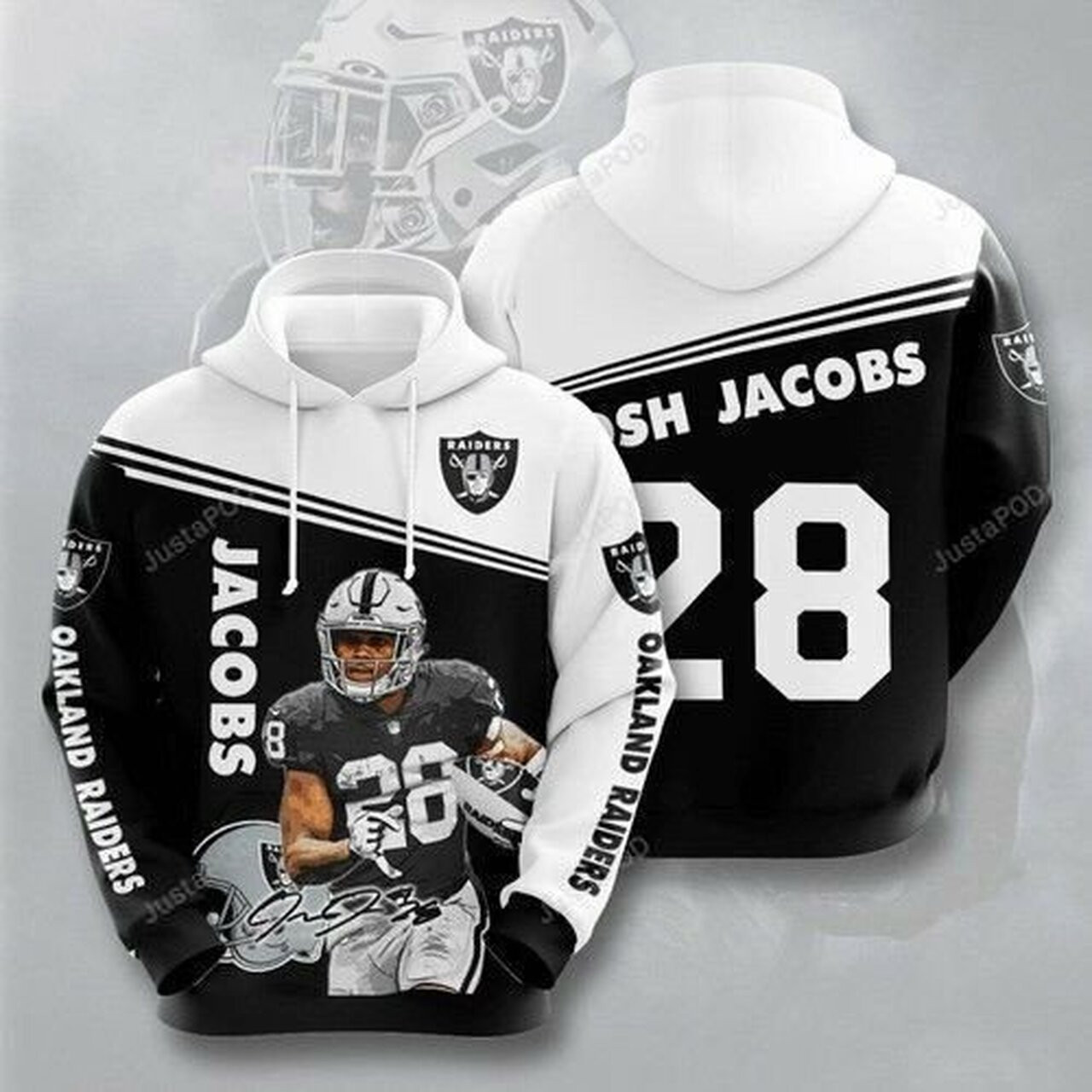 Josh Jacobs Oakland Raiders Nfl 3d All Over Print Hoodie