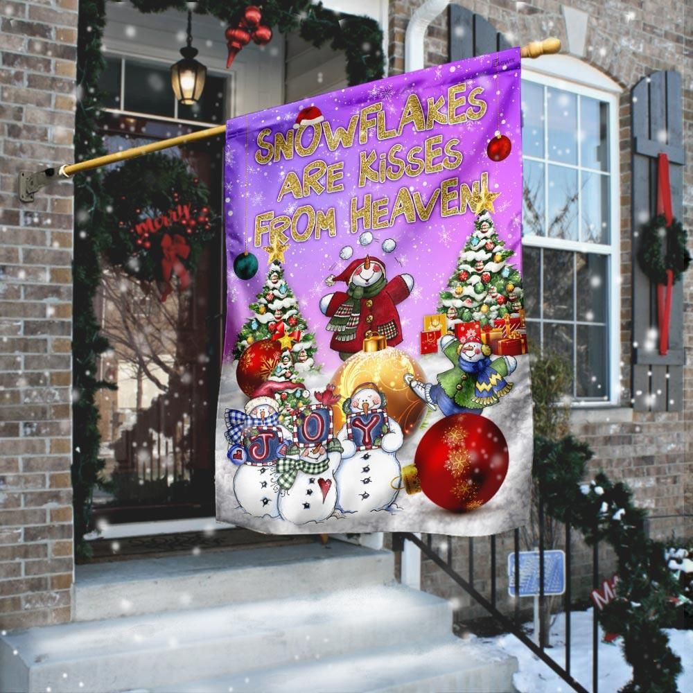 Joy Snowman Snowflakes Are Kisses From Heaven Merry Christmas Garden Flag House Flag