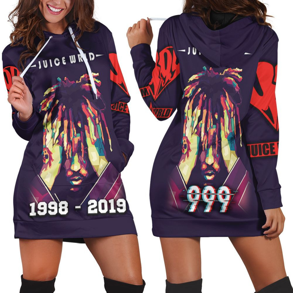 Juice Wrld 999 Emo Rap Hip Hop Color Sketch Hoodie Dress Sweater Dress Sweatshirt Dress