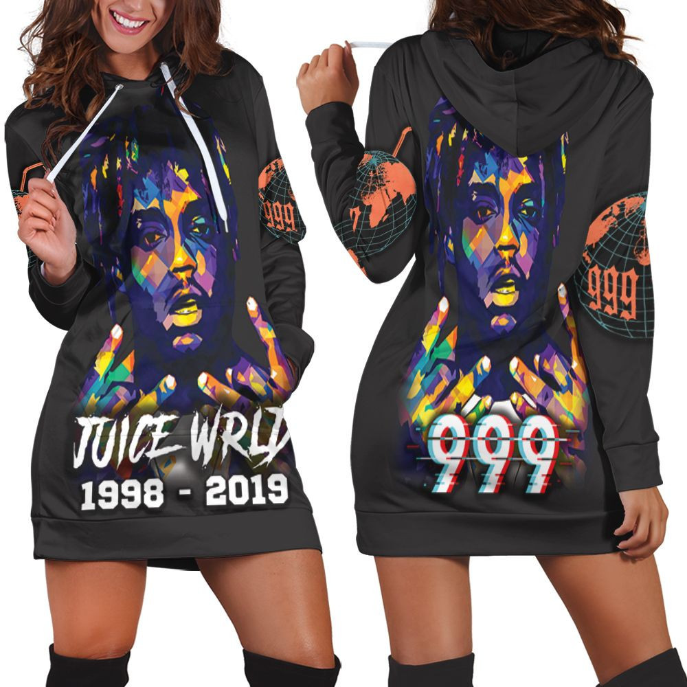 Juice Wrld 999 Rap Hip Hop Color Sketch Hoodie Dress Sweater Dress Sweatshirt Dress