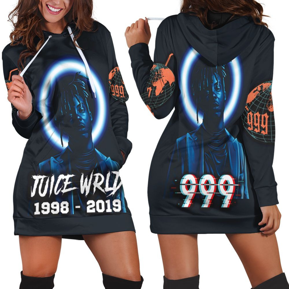 Juice Wrld 999 Rap Hip Hop Never Die Neon Style Hoodie Dress Sweater Dress Sweatshirt Dress