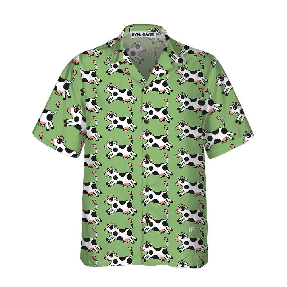 Jumping Cow Hawaiian Shirt Cow Shirt For Men  Women Funny Cow Print Shirt