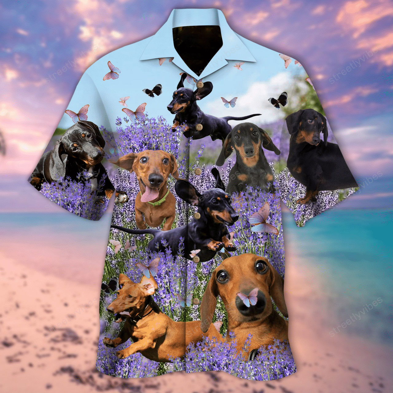 Jumping Dachshund In Lavender World Hawaiian Shirt Hawaiian Shirt For Men