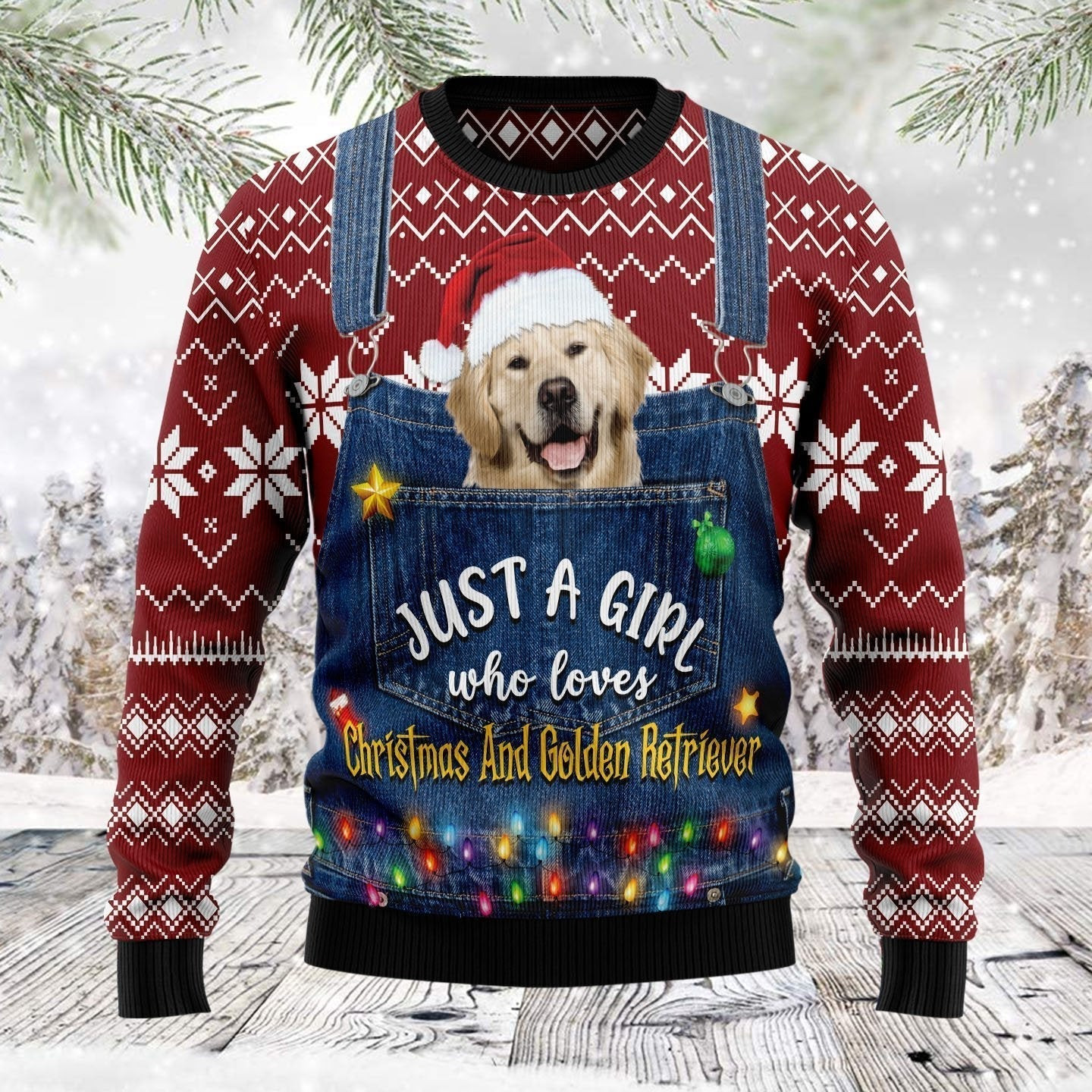 Just A Girl Who Loves Christmas And Golden Retriever Ugly Christmas Sweater Ugly Sweater For Men Women