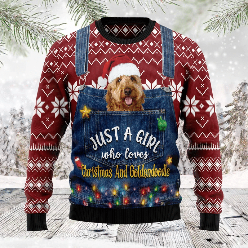 Just A Girl Who Loves Christmas And Goldendoodle Ugly Christmas Sweater Ugly Sweater For Men Women