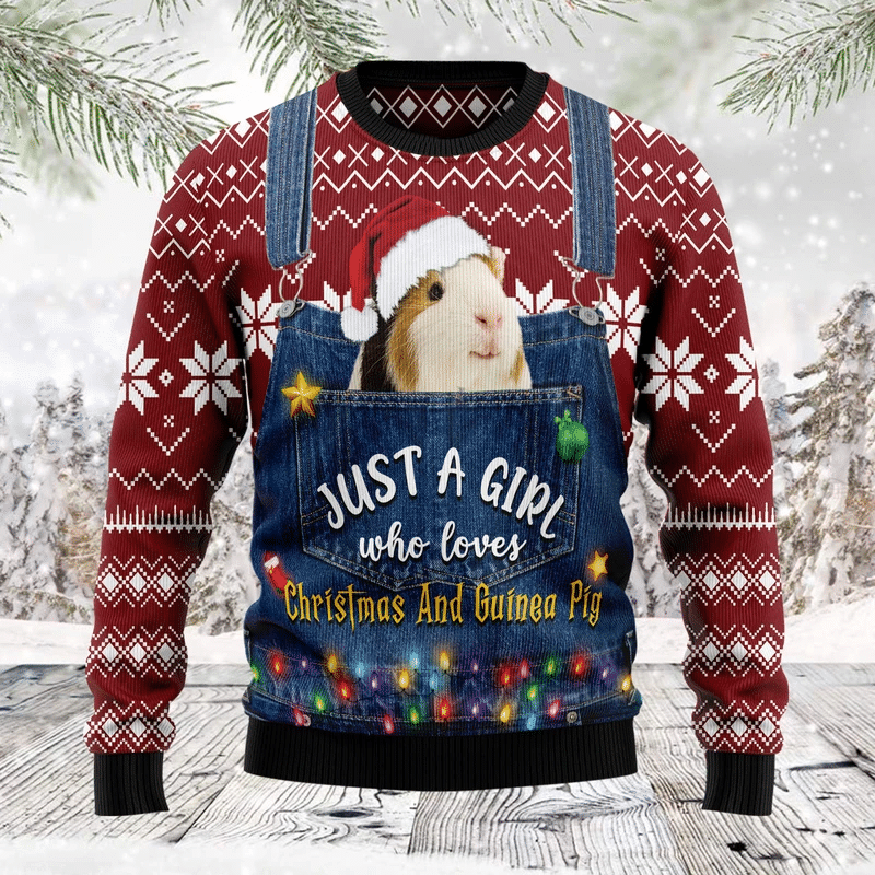Just A Girl Who Loves Christmas And Guinea Pig Ugly Christmas Sweater Ugly Sweater For Men Women