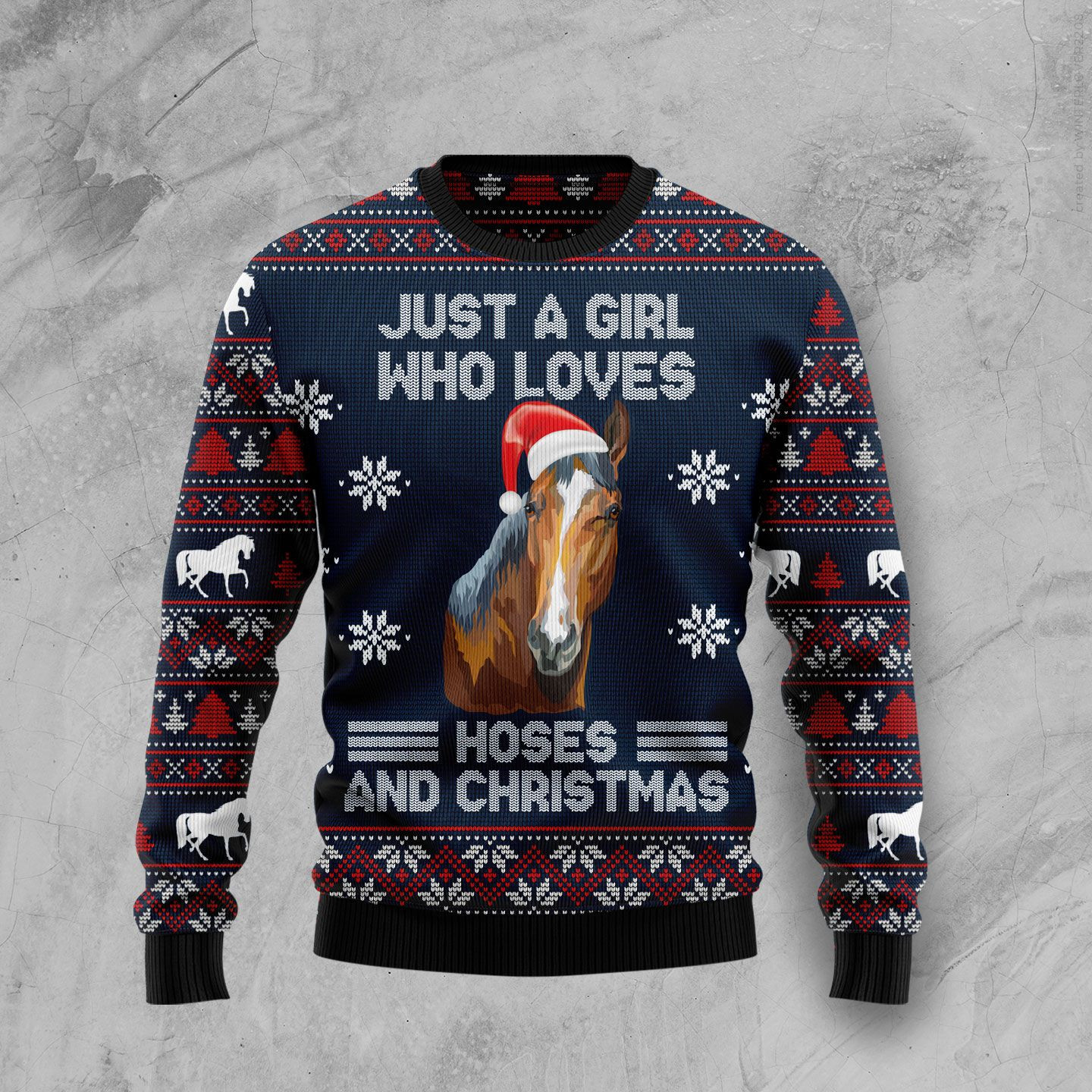 Just A Girl Who Loves Horse And Christmas Ugly Christmas Sweater Ugly Sweater For Men Women