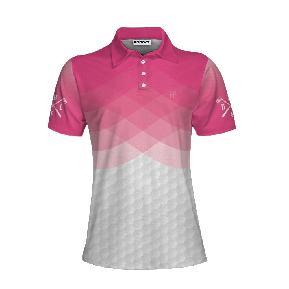 Just A Pink Girl Who Loves Playing Golf Short Sleeve Women Polo Shirt Pink Argyle Pattern Golf Shirt