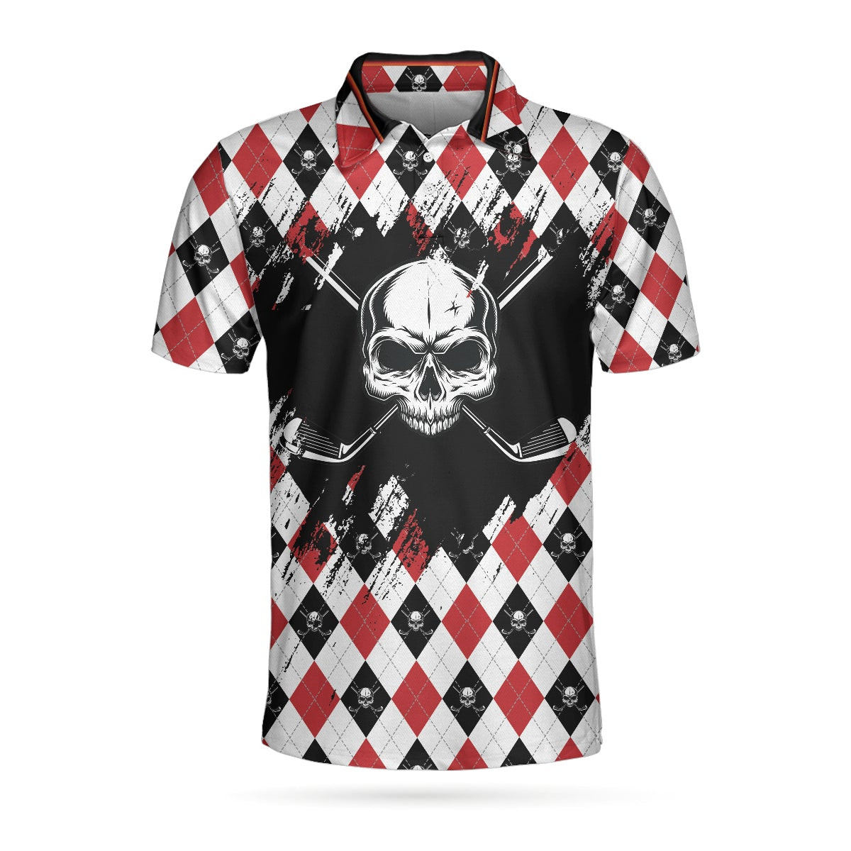 Just Gonna Stand There And Watch Me Golf Polo Shirt Argyle Pattern Skull Golf Shirt For Men