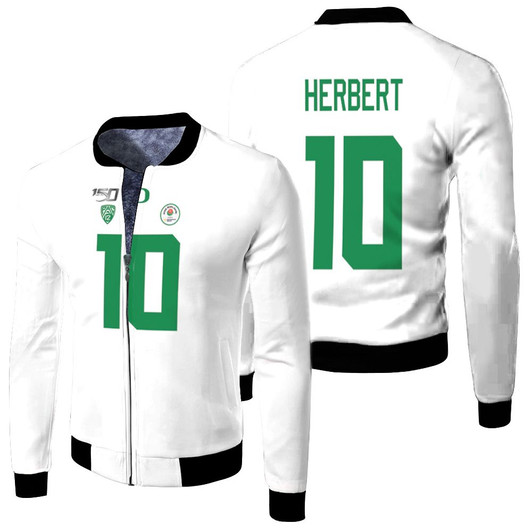 Justin Herbert Oregon Ducks 10 For Fan Fleece Bomber Jacket