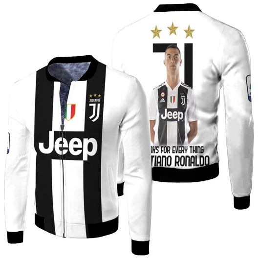 Juventus Thanks For Every Thing Christian Ronaldo Football Logo Team Fleece Bomber Jacket