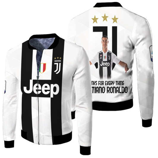 Juventus Thanks For Every Thing Christian Ronaldo Legend Football Logo Team Fleece Bomber Jacket