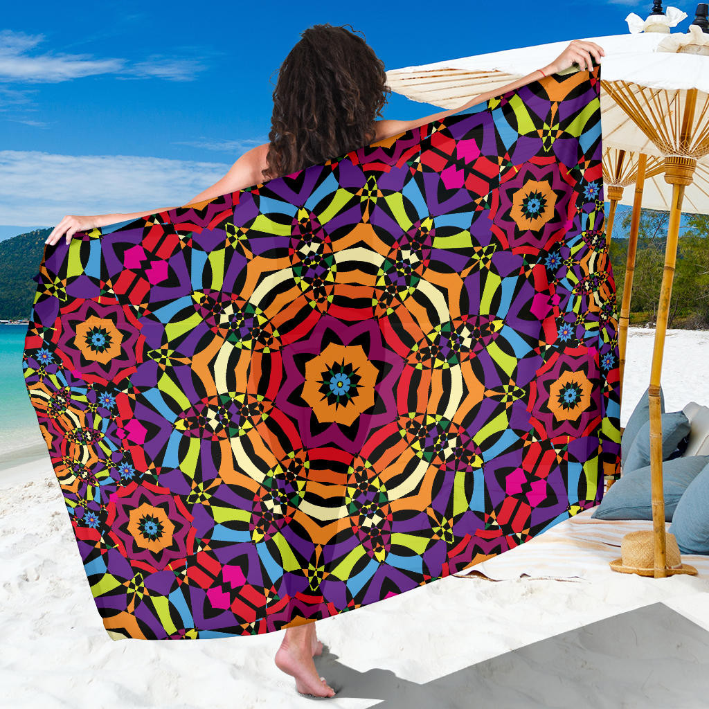 Kaleidoscope Pattern Print Sarong Cover Up Kaleidoscope Pareo Wrap Skirt Dress