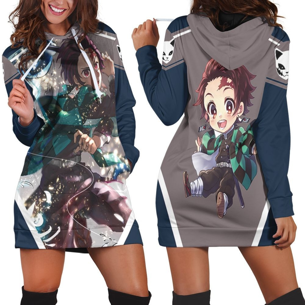 Kamado Tanjiro Kimetsu On Yaiba Fighting Hoodie Dress Sweater Dress Sweatshirt Dress