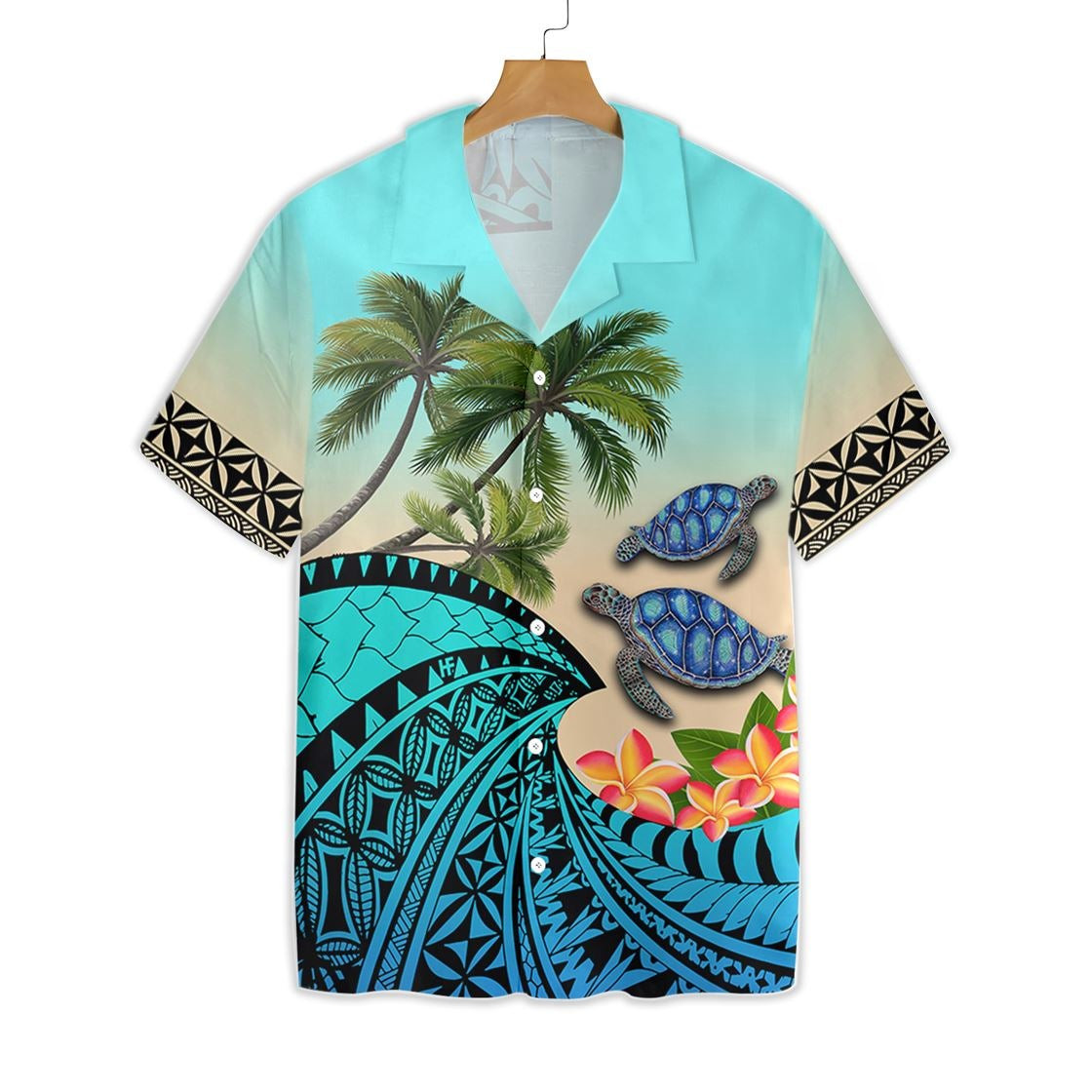 Kanaka Maoli Hawaiian Polynesian Turtle Coconut tree And Plumeria Hawaiian Shirt