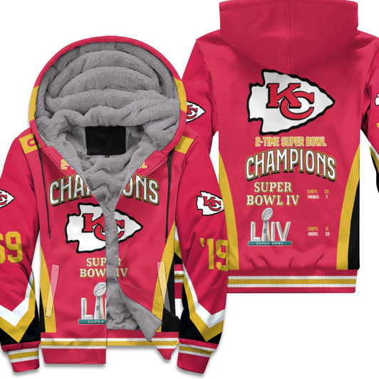 Kansas City Chiefs 2 Times Super Bowl Champions 3D Fleece Hoodie