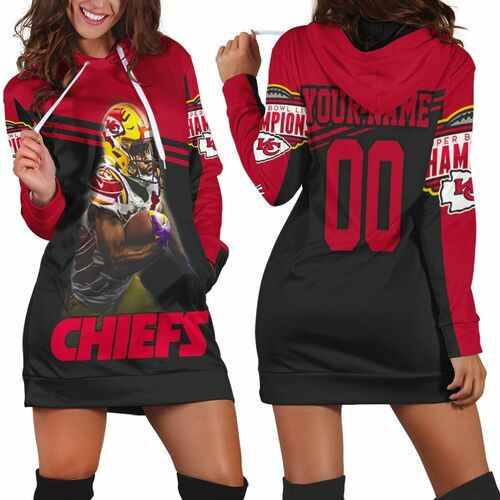 Kansas City Chiefs 26 Edwards Helaire Superbowl Champions Personalized Hoodie Dress Sweater Dress Sweatshirt Dress