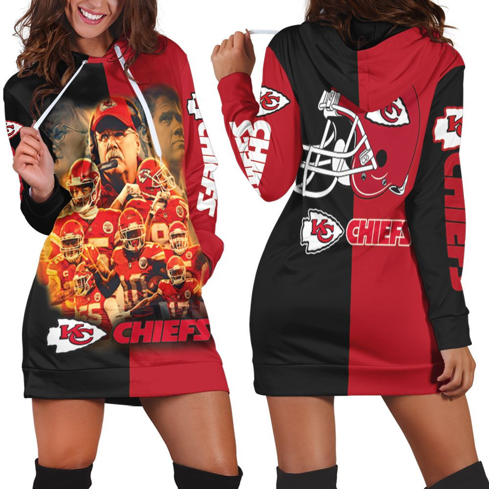 Kansas City Chiefs Afc West Division Champions Super Bowl 2021 Black  Red Hoodie Dress Sweater Dress Sweatshirt Dress