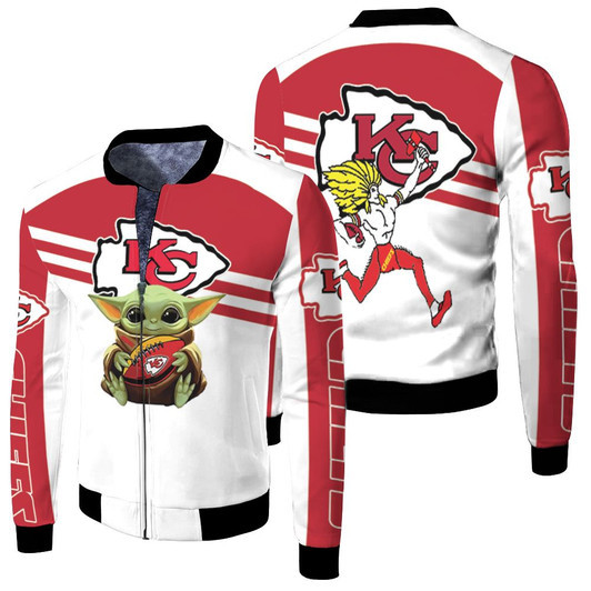 Kansas City Chiefs Baby Yoda Hug Chiefs Ball Logo 2D T Shirt Hoodie Sweater Fleece Bomber Jacket