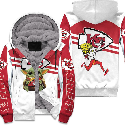 Kansas City Chiefs Baby Yoda Hug Chiefs Ball Logo 2D T Shirt Hoodie Sweater Fleece Hoodie