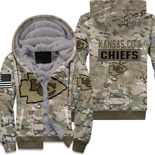 Kansas City Chiefs Camouflage Veteran 3D Fleece Hoodie