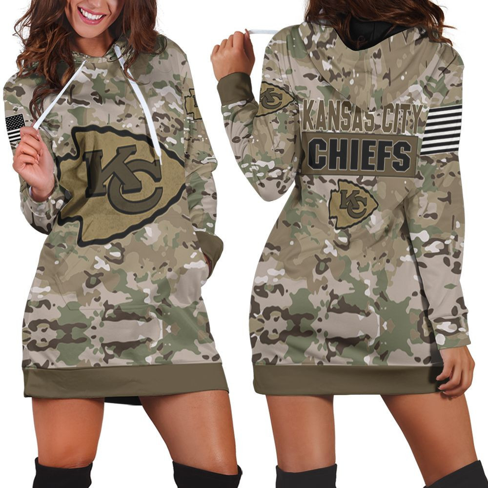 Kansas City Chiefs Camouflage Veteran 3d Hoodie Dress Sweater Dress Sweatshirt Dress
