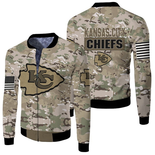 Kansas City Chiefs Camouflage Veteran Fleece Bomber Jacket