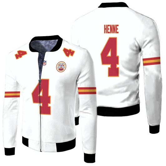 Kansas City Chiefs Chad Henne 4 Nfl Player Game White 2019 Jersey Style Gift For Chiefs Fans Fleece Bomber Jacket