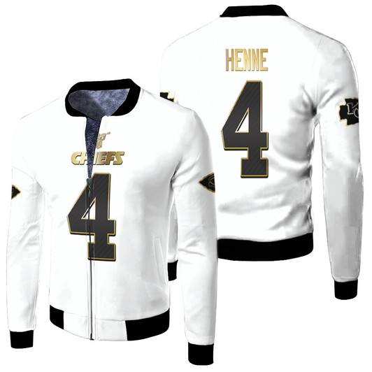 Kansas City Chiefs Chad Henne 4 Nfl White 100Th Season Golden Edition Jersey Style Gift For Chiefs Fans Fleece Bomber Jacket